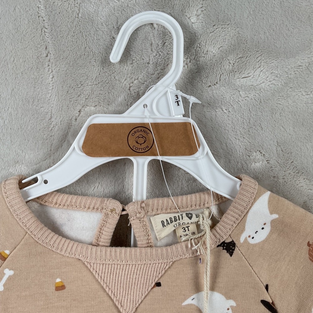 Rabbit + Bear Organic Kids Halloween Dress and Leggings Set Tan Grey 3T NWT - Picture 2 of 8